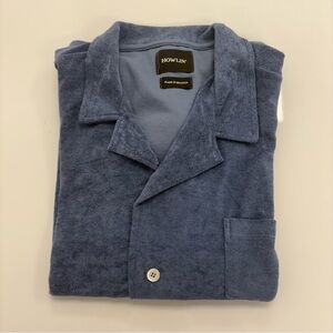 Howlin’ Terry Cloth Button Front Shirt Blue Large Made in Belgium